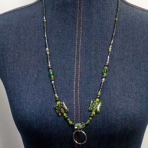 Hand Crafted Beaded Eye Glass Badge Essential Oil Diffuser Holder Necklace